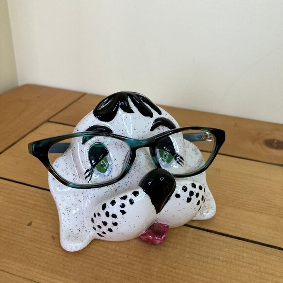 Arnel's Ceramic Puppy Dog Eye Glasses Holder Stand Vintage Hand Painted w/ Spots - Picture 8 of 8